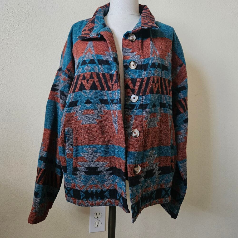 Buckle Blue B Aztec Jacket With Pockets ( Jade Rust ) Medium